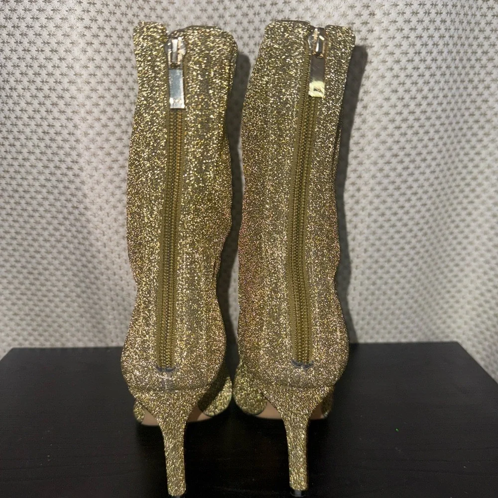 Marc Fisher LTD Breezy gold glitter stretch sock ankle boots - Picture 5 of 8